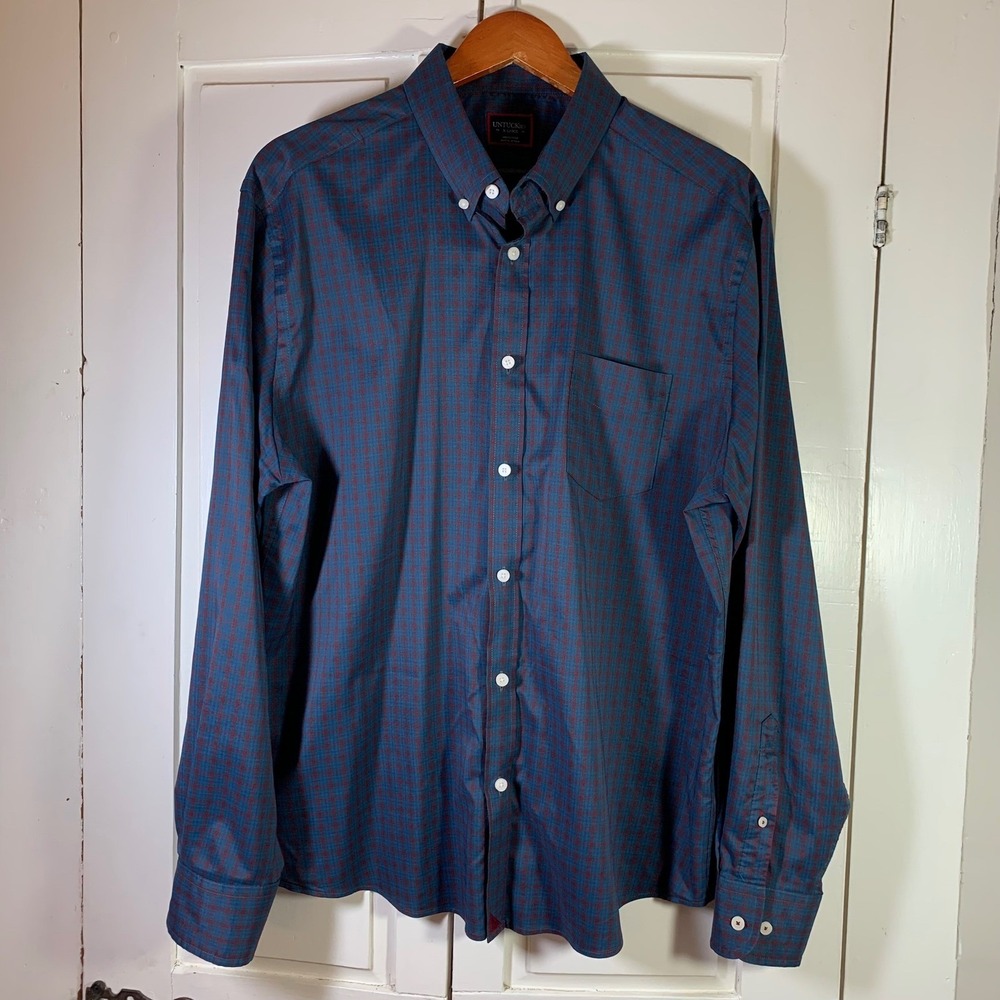 UNTUCKit Men's X Large XL Plaid Button Down Shirt Preppy‎ Office Church Business